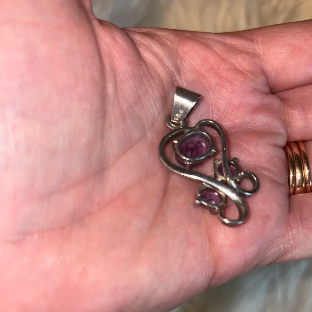 Amethyst and Sterling, silver pendant - Picture 4 of 6